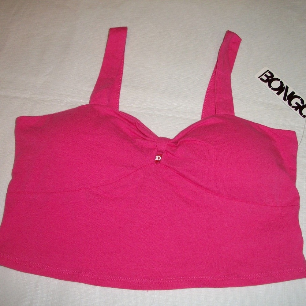 Bongo Bright Pink Cropped Cotton Top L